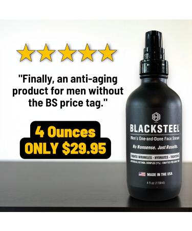 BLACKSTEEL Men s Anti-Aging Face Serum with Retinol & Hyaluronic Acid | 4 oz (3-Pack) - Buy Online on GoSupps.com