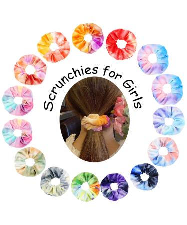 ZOCONE Tie Dye Velvet Scrunchies 15 PCS - Gradient Color Soft Rainbow Hair Accessories for Women and Girls - Buy Online on GoSupps.com