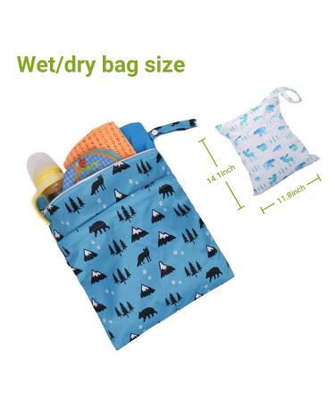Wet Bag for Cloth Diapers Waterproof Reusable Bags with Two Zippered Pockets Polarbear Wet Dry Bag Travel Beach Pool Yoga Gym Bag for Pump Swimsuits Wet Clothes 3pcs - Buy Online on GoSupps.com