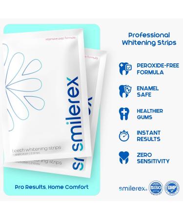 Smilerex Professional Teeth Whitening Strips Kit - Peroxide-Free Whitening Course | 28 Strips, 14 Treatments, Non-Slip Technology | Sensitivity-Free Dental Whitener - Buy Online on GoSupps.com