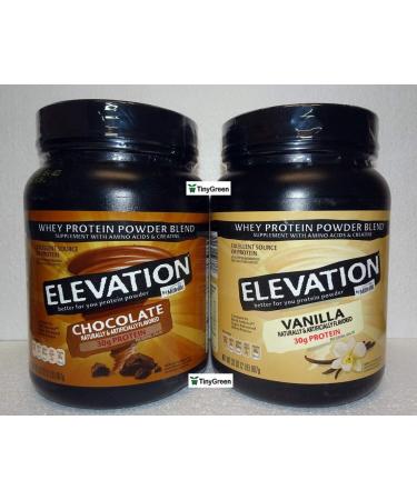 Elevation by Millville Whey Protein Powder Blend 2 Flavors Chocolate & Vanilla Combo Bundle 32oz 907g (Pack of Two)