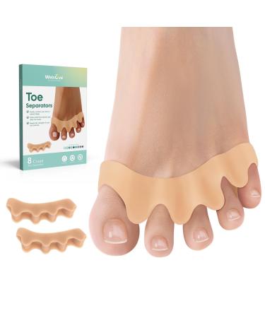 Welnove Toe Separators - 8 Pack Toe Straighteners - Bunion Corrector for Women Men Overlapping Toes - Beige - Buy Online on GoSupps.com