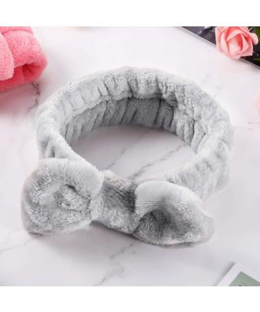 Premium Coral Fleece Spa Headband for Women | Elastic Hair Wrap | Ideal for Makeup Shower & Skin Care - Gray - Buy Online on GoSupps.com