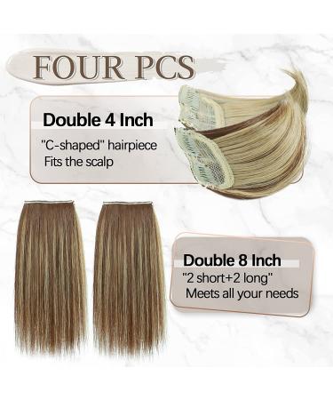 LNERATO 4 PCS Synthetic Hair Toppers for Women - Invisible Clips, Thinning Hair Solution, Hair Volume Boost - Double 4 inch and Double 8 inch Brown mix Natural Blond - Hairpieces for Daily Use - Buy Online on GoSupps.com