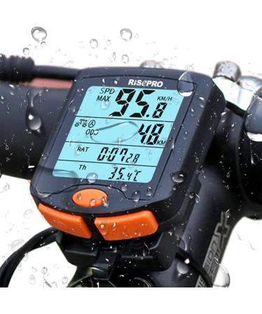 Bike Computer, RISEPRO Wireless Bicycle Speedometer Bike Odometer Cycling Multi Function Waterproof 4 Line Display with Backlight YT-813