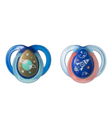 Tommee Tippee Glow in The Dark Pacifiers, 0-6m, BPA-Free Silicone, 2-Pack - Assorted Colors - Buy Online on GoSupps.com