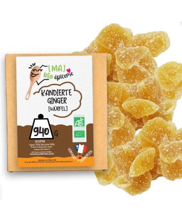 Ma Bio picerie |Organic Canded ginger cubes |940g |Certified organic |High quality candied fruits |Without preservative substances