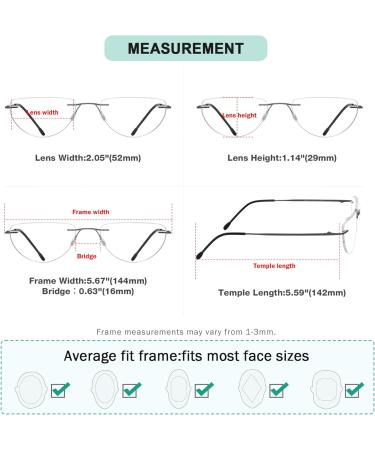 Shop Eyekepper 4-Pack Rimless Reading Glasses - Lightweight Half Moon Readers for Men & Women +4.0 | Mix Color Options Available - Buy Online on GoSupps.com