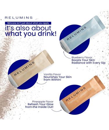 Relumins Premium Collagen & Advanced Gluta-1000 Bundle - 10 Sachets of Marine Collagen (Vanilla Flavor) + 60 Vegetarian Capsules - Supports Healthy Radiant Skin - Buy Online on GoSupps.com