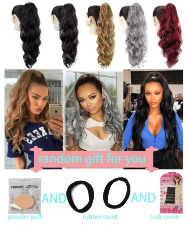 24 Inch Long Body Wave Ponytail Hair Extension | Synthetic Heat Resistant | Black 1B# | for Women - Buy Online on GoSupps.com