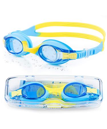 Portzon Unisex-Child Swim Goggles, Anti Fog No Leaking Clear Vision Water Pool Swimming Goggles Blue