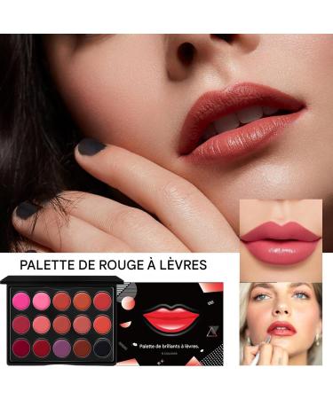 Palette de brillance l vres palette de rouge l vres 15 couleurs palette de gla age l vres de texture mate de couleur | Hydrating Makeup Lipstick Portable construisible pour petite amie femme  - Buy Online on GoSupps.com