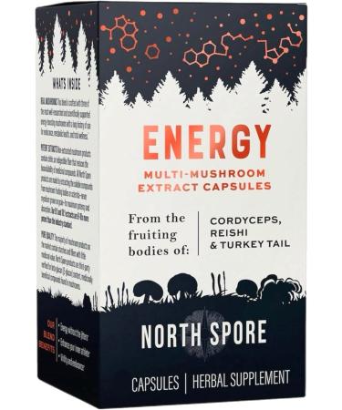 North Spore Organic Energy Mushroom Extract Capsule Supplement | Stamina & Endurance | Cordyceps Reishi Turkey Tail | 100% Fruiting Body Extracts | Vegan Non-GMO | Made in USA - 120ct - Buy Online on GoSupps.com
