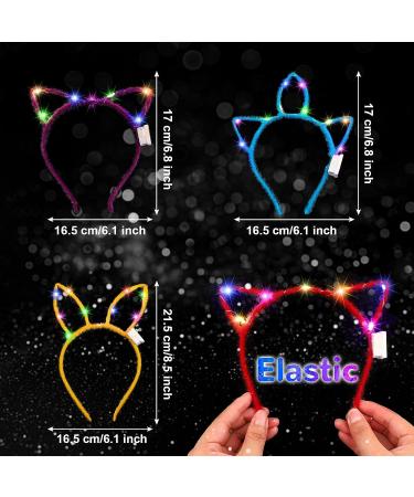 Janinka LED Cat Ears Headband 30 Pcs Light up Rabbit Ear Unicorn Hair Accessories for Women & Girls - Halloween & Christmas Party Supplies - Yellow Purple - Buy Online on GoSupps.com