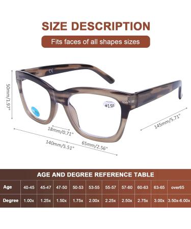 AQWANO Oversized Blue Light Blocking Reading Glasses for Women & Men - Fashion Square Design Anti Glare Fatigue Relief Available in Brown/Red 1.75 x - Buy Online on GoSupps.com