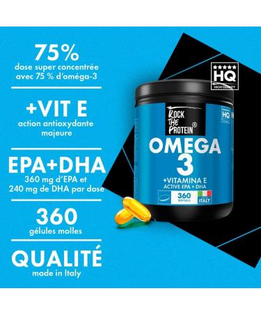 Omega 3 Dha Epa 360 Capsules Fish Oil 2000mg Per Dose Fish Oil 360mg EPA 240mg DHA (2 Per Day) Dietary Supplement Omega3 Concentrated In Essential Fatty Acids Rock The Protein  - Buy Online on GoSupps.com