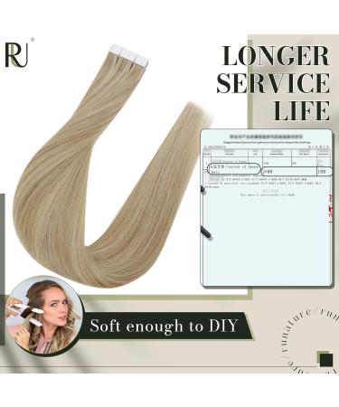 Buy Runature Tape Extensions Real Hair - 30cm Blond Highlight 20pcs 30g | Invisible Medium Blonde Hair Extensions #16P22 - International Shipping Available - Buy Online on GoSupps.com