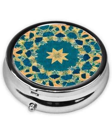 Quadrangle Pattern Round Pill Box - 3 Compartment Travel Organizer for Pills - Portable Travel Solution - Buy Online on GoSupps.com
