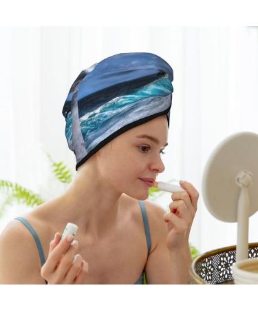 Hair Towel Wrap - Quick Drying Towel Turban with Button | Lighthouse in Havana Design - Buy Online on GoSupps.com