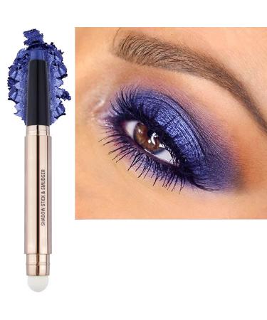 SAUBZEAN Eyeshadow Stick Makeup with Soft Smudger Natural Matte Cream Crayon Waterproof Hypoallergenic Long Lasting Eye Shadow Midnight Blue Shimmer 16