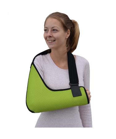 Adult Arm Sling - M Lime/Black Trim | Secure Fit, Cooling Fabric | Fits Right or Left Arm - Buy Online on GoSupps.com