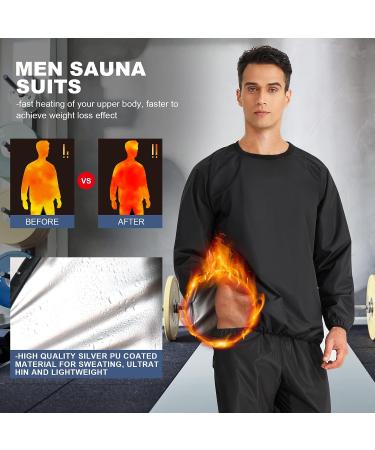 MOLUTAN Sauna Suit for Men - XL Black Sweat Shirt for Weight Loss & Gym Training - Buy Online on GoSupps.com