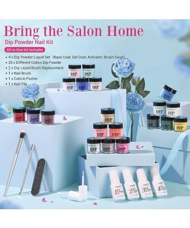 AZUREBEAUTY All Season 20 Color Dip Powder Nail Kit - Classic Spring Summer Starter Kit with 4 Pcs Liquid Set - French Art Manicure DIY Salon Gift Set for Women - Buy Online on GoSupps.com