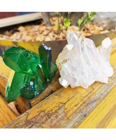 Crystal 100g Natural Green Angel Halo Quartz Crystal Cluster Titanium Coated Quartz Cluster electroplated Stone Suitable for Home Office Decoration HOMEZHOU - Buy Online on GoSupps.com