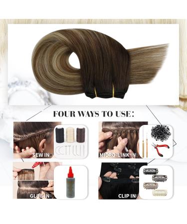 Buy 45 cm Real Hair Extensions - Brown to Light Brown #3/8/22 - 100g Remy Weave Hair Tresses for International Shipping - Buy Online on GoSupps.com