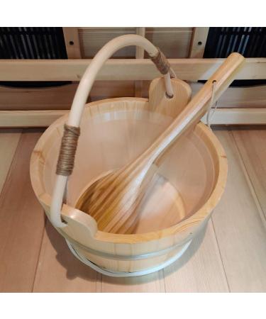 6L Wooden Sauna Bucket with Sauna Ladle Set Sauna Bucket Water Bucket Sauna Spa Accessories - Buy Online on GoSupps.com