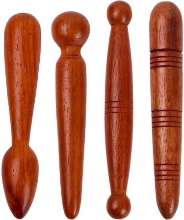 4 Pieces Wood Massage Stick Set - Trigger Point Pusher Tools for Legs Shoulders & Back - Professional Acupuncture Massage Tools - Buy Online on GoSupps.com