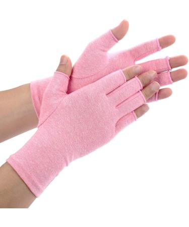 Buy Copper Compression Arthritis Gloves - Best Copper Infused Support for Hands Fingers & Carpal Tunnel Relief - Fingerless Design for Men & Women - Pink Medium - Buy Online on GoSupps.com