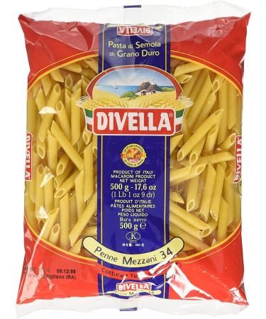 Italian Gourmet E.R. Divella Penne Mezzani N. 34 Durum Wheat Semolina Pasta 500g + Italian Gourmet Tomato Pulp Box 400g