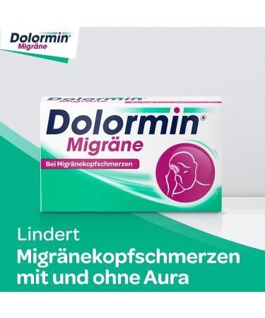 Dolormin Migraine - Effective Headache Relief for Migraine Attacks with & without Aura - 20 Tablets - Buy Online on GoSupps.com
