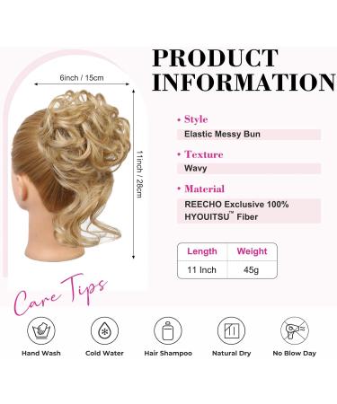 REECHO Synthetic Messy Bun Hair Piece in Medium Golden Blonde - Tousled Updo Elastic Hair Bun for Women - Buy Online on GoSupps.com