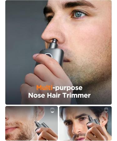 Portable Rechargeable Nose Hair Trimmer for Men & Women - LED Display 10 000 RPM Dual-Edge Blades Replacement Cutterhead Included - Gray - Buy Online on GoSupps.com