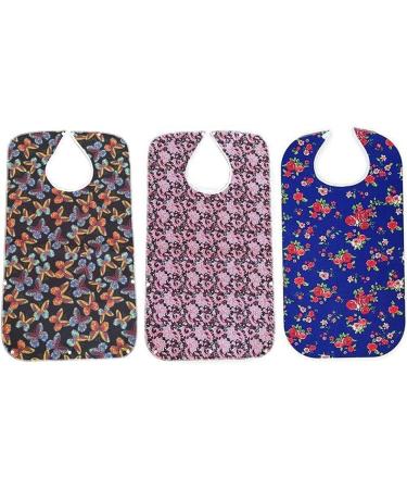 Adult Bibs for Eating with Crumb Catcher 3pcs Waterproof Reusable Clothing Protectors for Elderly Women - Buy Online on GoSupps.com