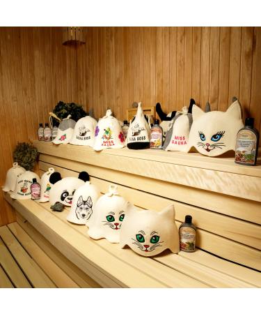 Natural Textile Sauna Hut for Cats | 100% Organic Wool Hats - Heat Protection & English Sauna E-Book Included | Embroidered Sauna Kitten Design - Buy Online on GoSupps.com