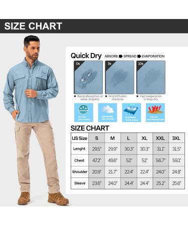 Men's Safari Shirt - UPF 50+ UV Protection Long-Sleeved Hiking & Outdoor Button-Down | Breathable Fast Drying Casual Shirt in Blue - Buy Online on GoSupps.com