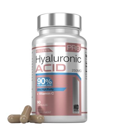 Ultra Premium Hyaluronic Acid Supplement 90%+ Highly Purified Highest Strength in The UK with Added Vitamin C for Bioavailability - 90 Vegan Hyaluronic Acid Tablets Capsules