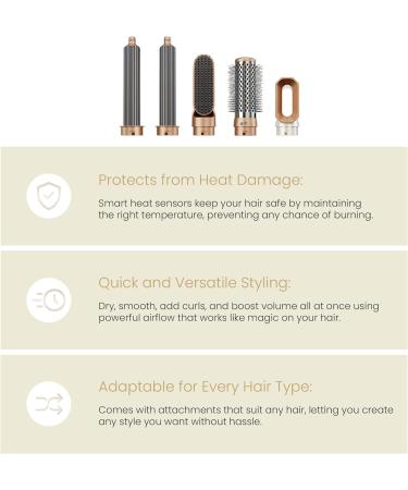 Luxx Air Pro 2 5-in-1 Pearl White Hair Dryer Brush Set | Curling Iron & Blow Dryer Combo Kit | Ionic Technology 1200W - Perfect for All Hair Types - Buy Online on GoSupps.com