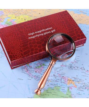 Reading Magnifier Optical Lens 8X Hd Rectangular Newspaper Old Man Portable Metal Handle White Glass Hand-held Magnifier Bronze 80 * 185mm Good Times - Buy Online on GoSupps.com