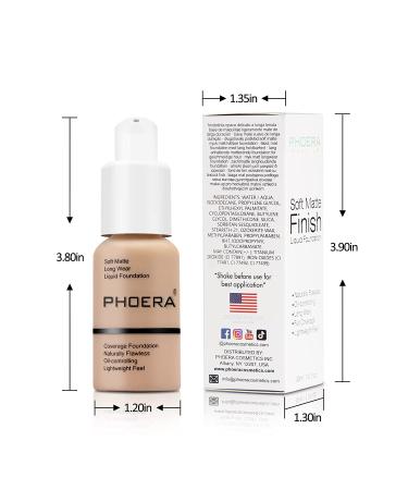 PHOERA Foundation Brush Set with Anglicolor Flawless Full Coverage 30ml Matte Oil-Control Liquid Foundation - Long Lasting, Waterproof Makeup for Women & Girls - Buy Online on GoSupps.com