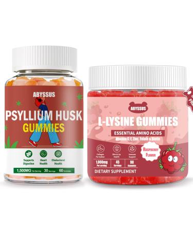 ABYSSUS Psyllium Husk Gummies + L-Lysine Gummies Digestive Comfort Meets Immune Support