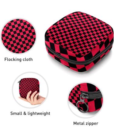 GIAPB Period Bag Sanitary Napkin Storage & Travel Makeup Pouch - Red Squares Black Plaid | Color3329 - Buy Online on GoSupps.com