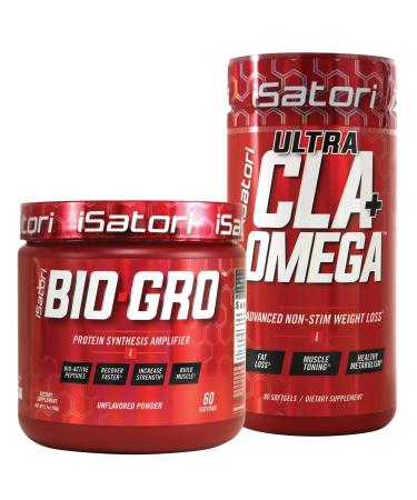 iSatori Bio-GRO Protein Synthesis Amplifier - Unflavored (60 Servings) & iSatori Ultra CLA + Omega (90 Softgels)