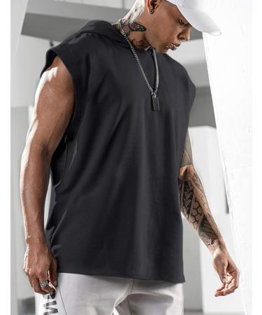 Lomon Men's Sleeveless Hoodie Tank Top - Muscle Workout Shirt Fitness Undershirt Black International Shipping Available - Buy Online on GoSupps.com