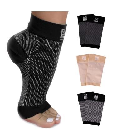 Modetro Socks - 1 Pair of Ankle Compression Socks for Ankle Support & Foot Discomfort Relief Dotted Black - Large