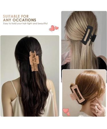 SETUPA 8 Pack Large Hair Claw Clips & 2 Silk Scrunchies - Strong Hold Jaw Clips for Women and Girls - Neutral Colors - 4.3 Inch Square Hair Claws - Buy Online on GoSupps.com