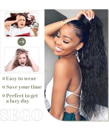 SEGO Drawstring Ponytail Extension Long Wrapped Synthetic Ponytail Hairpiece Corn Wave For Women - 32 Inch Linen Blonde & Pale Blonde - Buy Online on GoSupps.com